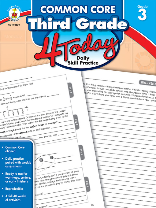 Title details for Common Core Third Grade 4 Today by Carson Dellosa Education - Available
